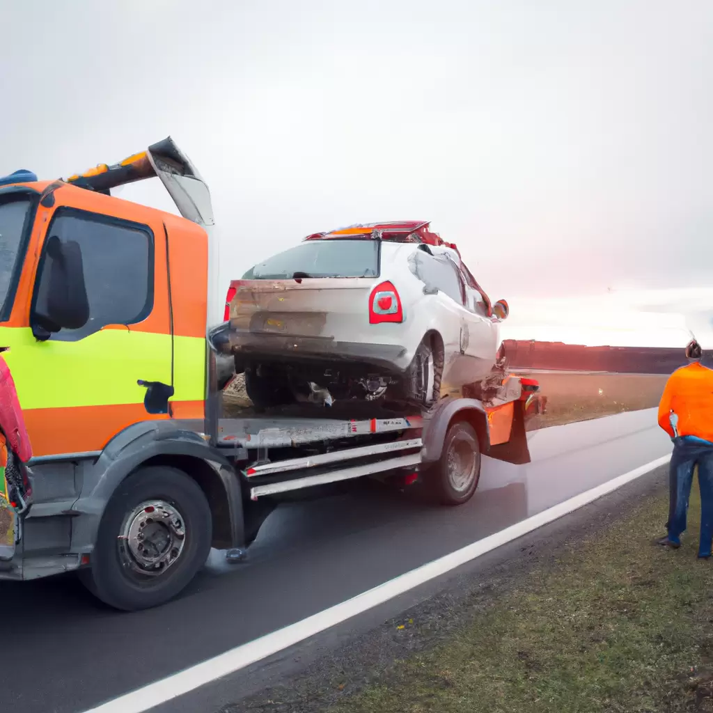 Modern tow truck assisting stranded driver.