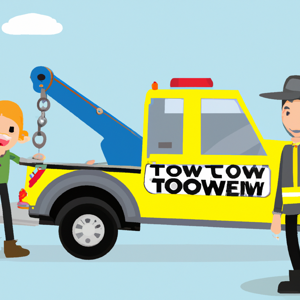 Tow truck with technician assisting driver.