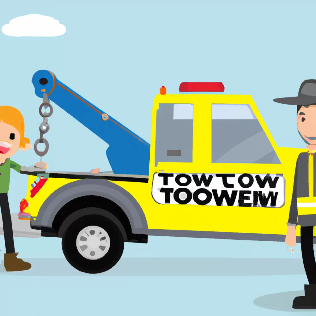 Tow truck with technician assisting driver.